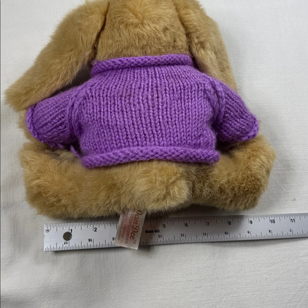 Dan Dee Collectors Choice Plush Bunny Rabbit Purple Tulip Sweater Easter Tan 10